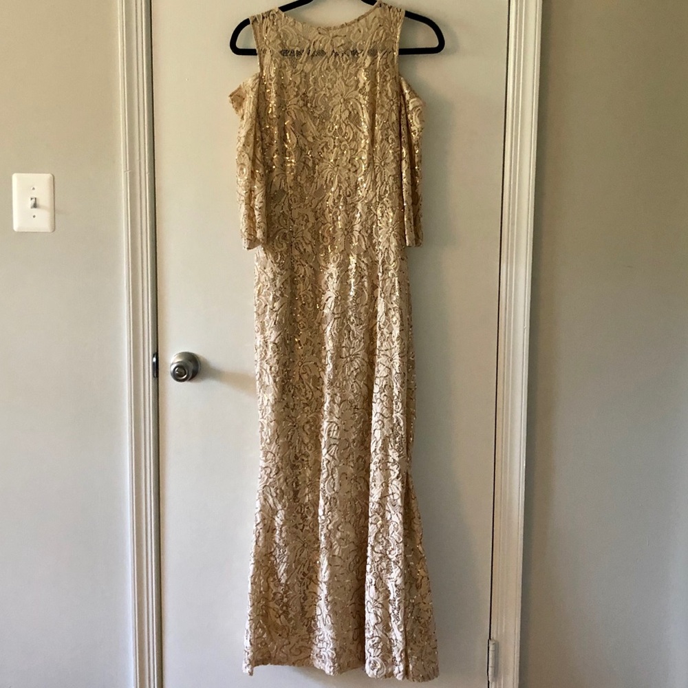 NWT Cream & Gold Long Sequin Dress